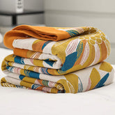 Yellow Flower Print Cotton Reversible Quilt